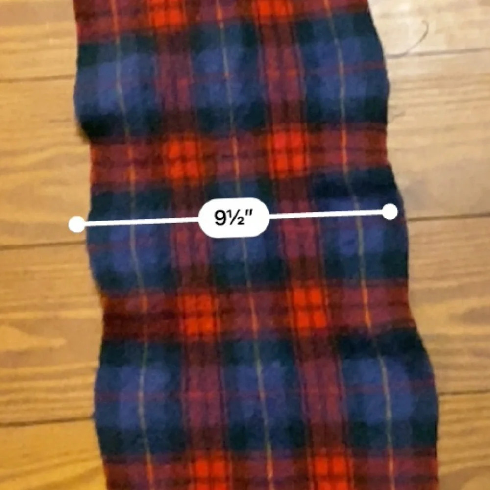 Wool Tartan Plaid Scarf Red and Blue Fringe